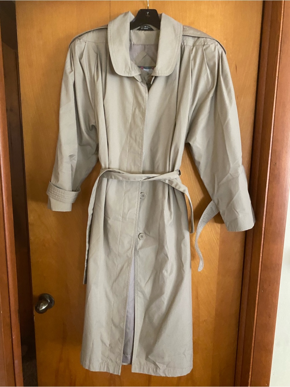 Vintage British Mist Belted Trench Coat Khaki Beige Size 10
